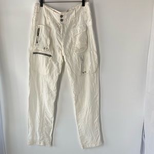 Johnny Was Pete & Greta Cargo Tyla Pants White SZ 12